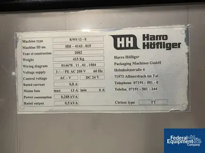 USED Harro Hofliger Harro Hofliger Capsule Checkweigher, Type KWS 12-S