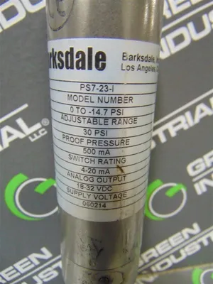 Barksdale PS7-23-I Pressure Switch 0 to -14.7 PSI Used