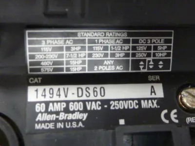 USED ALLEN BRADLEY 1494V-DS60 SER A