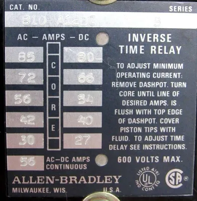 NEW ALLEN BRADLEY 810-A12BZ INVERSE TIME RELAY SERIES B 810A12BZ