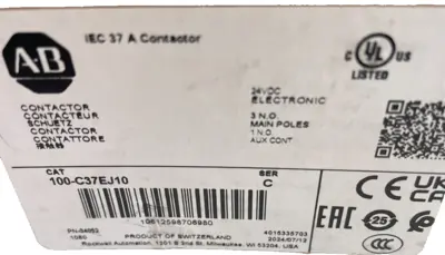 ALLEN BRADLEY 100-C37EJ10 CONTACTOR SER.C 100C37EJ10 24VDC NEW, SURPLUS