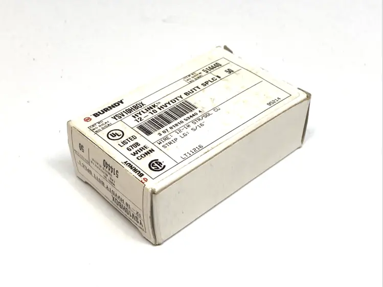 New | in-Stock BURNDY Hylink 12-10 Heavy Duty Electrical Butt Splice BOX OF 10 Electrical Fittings Michigan US | Maverick Industrial Sales #1507957