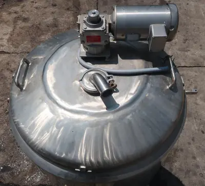 SPC9046  Tank 150 gallon vertical tank, Stainless Steel, 60 psi @ 300F jacket, 1 hp agitator, dish removable top