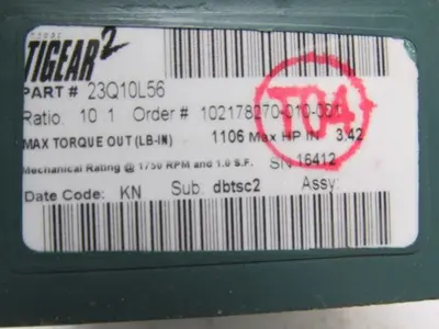Dodge 23Q10L56 10:1 1750 Input RPM 3.42Hp Max 175RPM Out LH 56C Gear Reducer