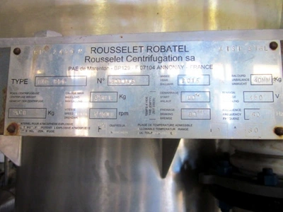 (6) Robatel BXP 800 centrifugal extractors, 316L SS.