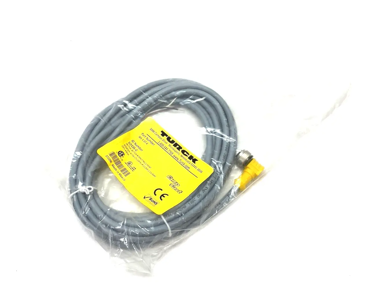 NEW TURCK EUROFAST SINGLE END RT ANGLE CORDSET