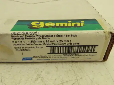 Norton Gemini 6A090 8x1x1" Bench & Pedestal Grinding Wheel Coarse 36/46 Grit