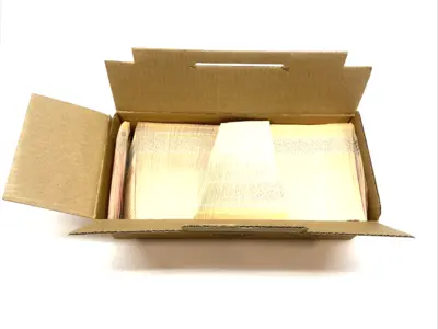 USED ULINE 3-PART INVENTORY TAGS ADHESIVE #5000-#5499 BOX OF 500 TAGS