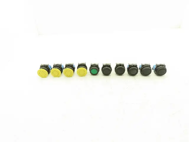 Fuji Electric Pushbutton Black & Green Flush Yellow Mushroom Momentary Lot of 10