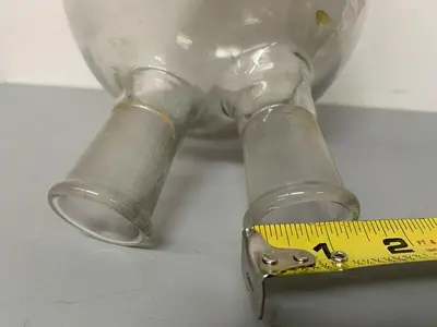 USED SHORT PATH DISTILLATION GLASSWARE W/ TWO 1.5" OPENINGS