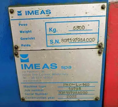 USED 2022 IMEAS THE IMEAS PMC MODEL IS A MODULAR MACHINE CHARACTERIZED BY THE PRESENCE