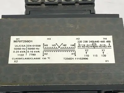 9070T250D1 | Schneider Electric  Industrial Control Transformer 240x480V / 120V - Used