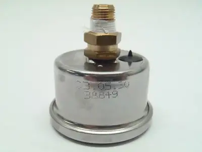 38849 03.05.30 | 1-1/2" Inch Chrome Dual Scale Liquid Filled Gauge 0-1000 0-70 Bar kPa - Used