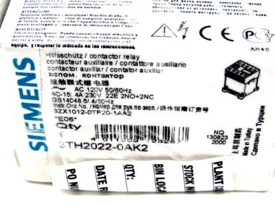 NEW SIEMENS 3TH2022-0AK2 CONTACTOR RELAY 3TH20220AK2