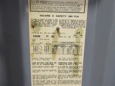 Square D H322N Heavy Duty Fusible Safety Switch 60 Amps 240V F1 Used