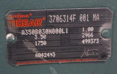 NEW DODGE TIGEAR 3706314F-001-MA GEAR REDUCER