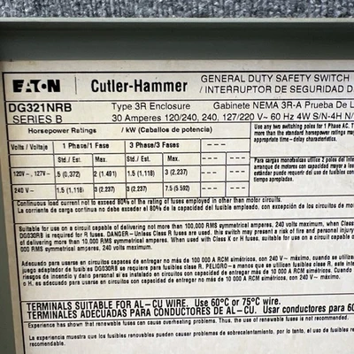 Used Cutler-Hammer DG321NRB Misc Electrical & Power Parts California US | Davliegogo LLC #1710213