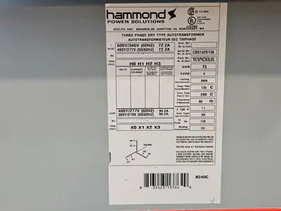 USED HAMMOND POWER SOLUTIONS INC. Y075PKCN3L0U