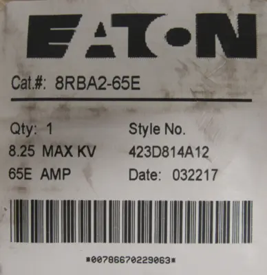 NEW EATON 8RBA2-65E EXPULSION FUSE REFILL 65E AMP 423D814A12 8RBA265E