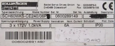 REFURBISHED SEIDEL 60WKS-CE240/06-PB SERVO CONTROL AMPLIFIER SCH60WKSCE24006PB