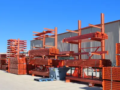 Cantilever Rack 2 W6-9 Post 2 Shelf 1-Side 96" 8' Upright 53"W 48" Arms 1620#