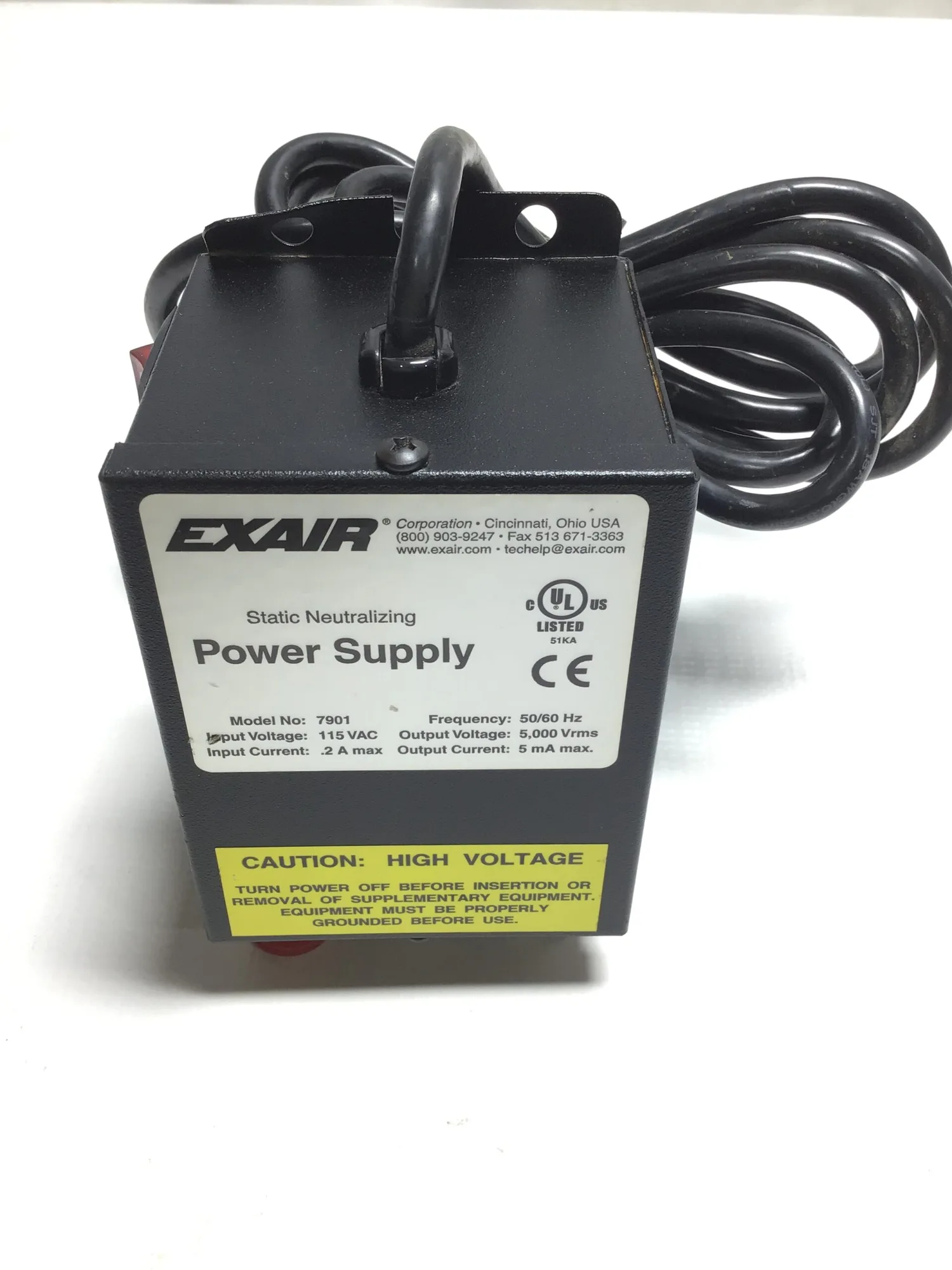 Exair 7901 Power Supply Static Neutralizing Input Voltage 1115VAC 50/60Hz