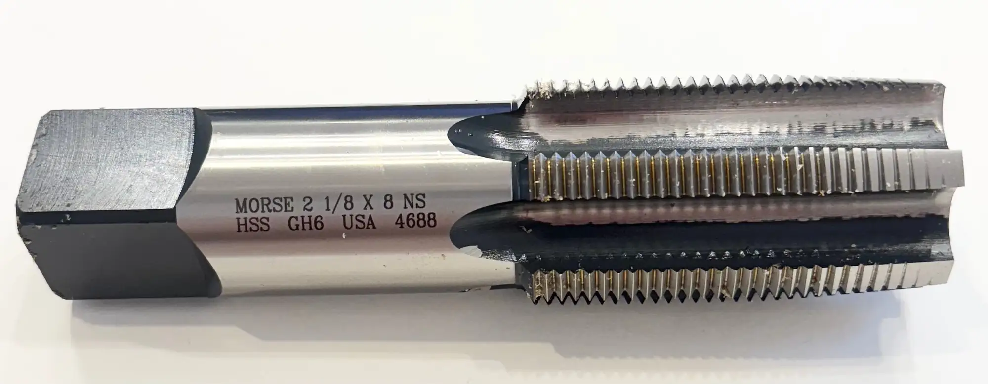 Morse 2-1/8"-8 HSS Straight Flute Taper Tap 6FL H6 USA Made