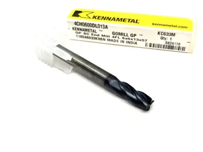USED KENNAMETAL GOMILL™ GP BEVELED 4-CHANNEL SMOOTH HANDLE 4CH0600DL013A