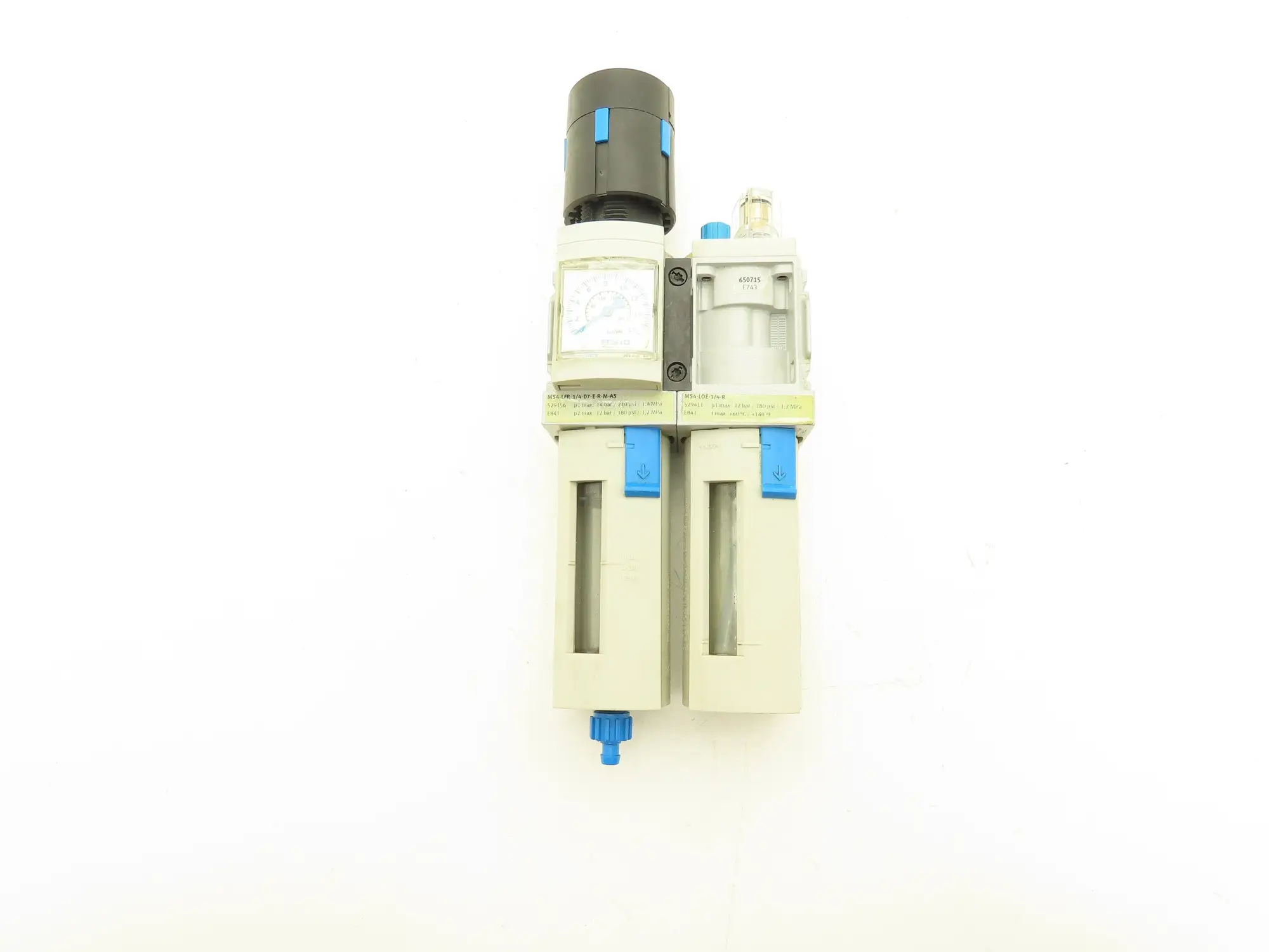 Festo MS4-LFR-1/4-D7-E-R-M-AS 1/4" Air Line Filter Regulator Lubricator Combo