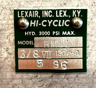 NEW LEXAIR INC BMJ1-3/8 SOLENOID VALVE 3000PSI BMJ138