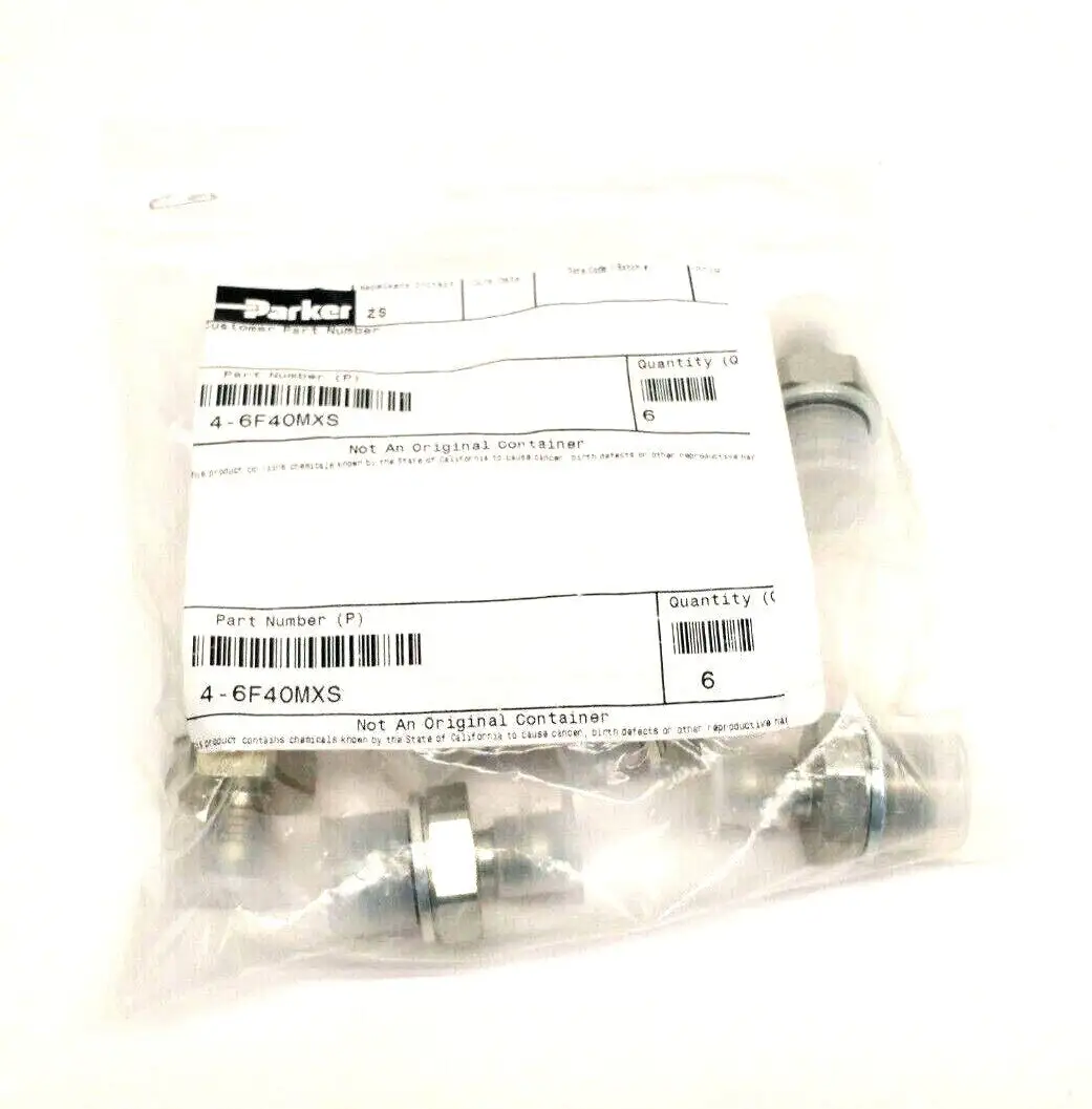 4-6F4OMXS | Parker 4-6F40MXS 37 Degree Flare Tube Fitting 1/4" Tube OD 3/8"-19 Thread 6 PACK - New