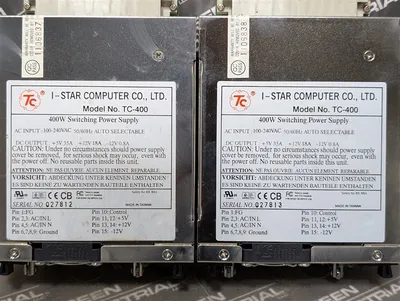 Pair of I-Star Model TC-400 Hot Swap Switching Power Supplies 400W Used