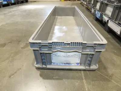 Lewis SO4815-7 Stackable GRAY Plastic Tote Container Bin 48x15x7" Lot of 30