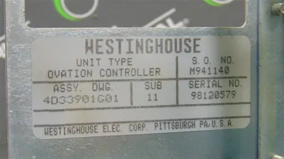 Westinghouse 4D33901G01 Ovation Controller Slot Rack / Chassis Sub 11 Used