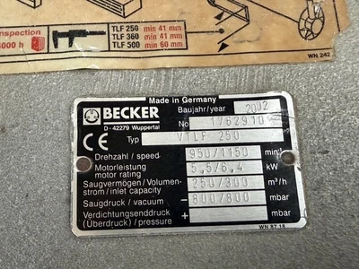 Used 2020 BECKER VTLF 250 Vacuum Pumps Oregon US | MachineryMax #1437799