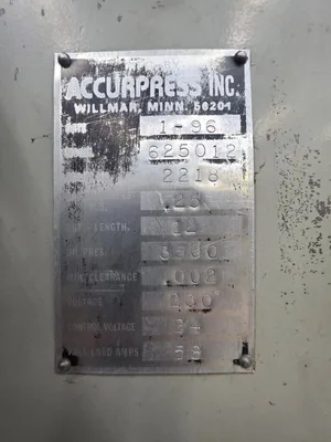 Used 1996 ACCURSHEAR 625012 Power Squaring Shears (Inch) Georgia US | The Equipment Hub #1540708