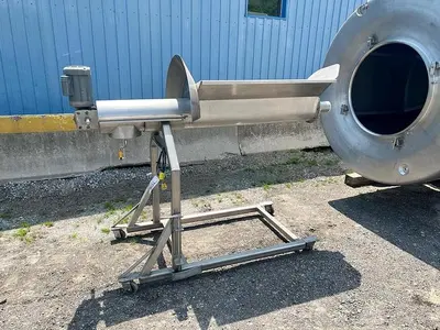 🔴 Heading to Auction May 27 - Used Rotating Drum Tumbler, 2000 Lbs Capacity, With Screw Conveyor