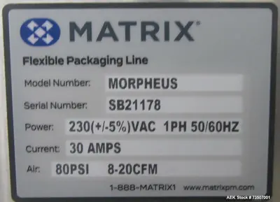 USED MATRIX PACKAGING MV1215S3R3
