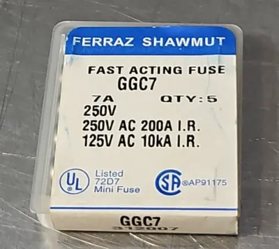 Ferraz Shawmut GGC7 Fast Acting Fuse 7A 250V Pck w/2 boxes loc4A28