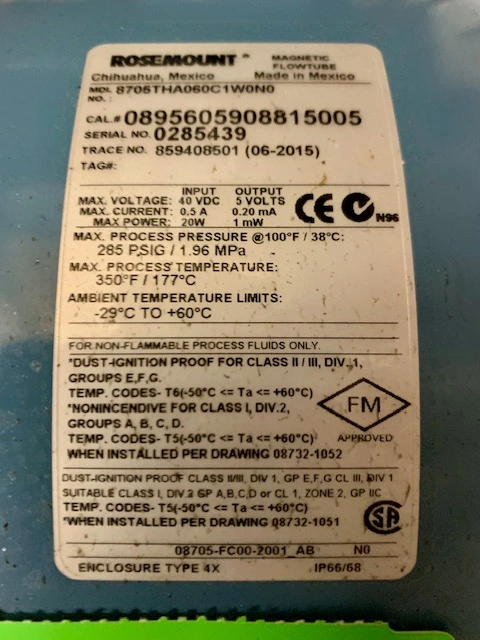 Used Rosemount 8705THA060C1W0N0 Processing (misc) Minnesota US | Peak Machinery, Inc. #284704