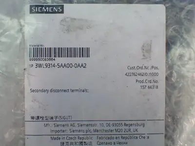 New | in-Stock SIEMENS 3WL93145AA000AA2 Circuit Breaker Parts Ohio US | HGR 24 #1186277