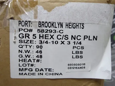 90 Count Unbranded 3/4-10 X 3-1/4 Grade 5 Hex Head Cap Screws New NIB