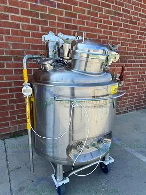 USED PRECISION STAINLESS 500 LITER STAINLESS STEEL JACKETED REACTOR  W/ 0.5 HP MIXER