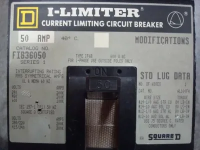 Square D FIB36050 I-Limiter Circuit Breaker 50 Amps 600VAC Used