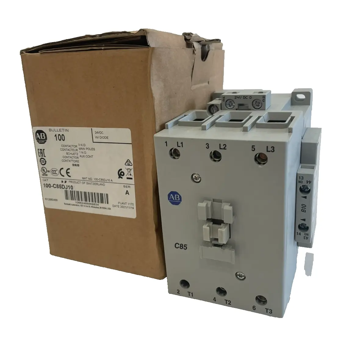 ALLEN BRADLEY 100-C85DJ10 CONTACTOR SER. A 100C85DJ10
