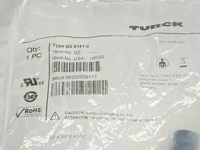 BS 8141-0,U6550 | Turck BS 8141-0 Field Wireable Connector M12 4-Pin Male U6550 - New