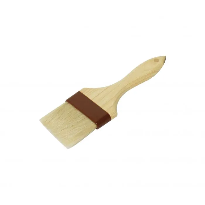 Thunder Group WDPB004 3" Flat Pastry Brush - Boar Bristles, Brown Plastic Ferrule, Wood Handle - 12, (each)