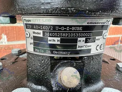 USED GRUNDFOS TP 40-160/2 U-G-Z-BUBE INLINE PUMP W/ BALDOR .75 HP MOTOR