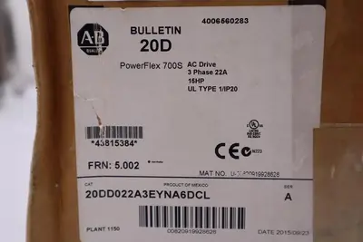 NEW ALLEN BRADLEY POWERFLEX 700S VFD 20DD022A3EYNA6DCL 15HP STOCK 2921