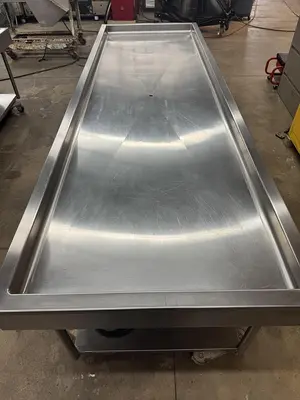 USED 2016 LESLIE FISHER ENGINEERING INC. STAINLESS STEEL CHILLER TABLE
